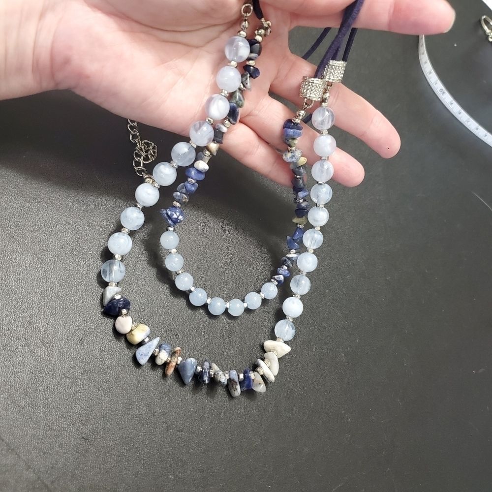 Chico's majestic blue beaded necklace 34-37"